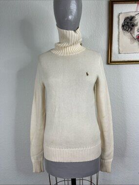 Polo Ralph Lauren Sport VTG Roll Neck Pony Logo Embroidered Turtleneck Sweater